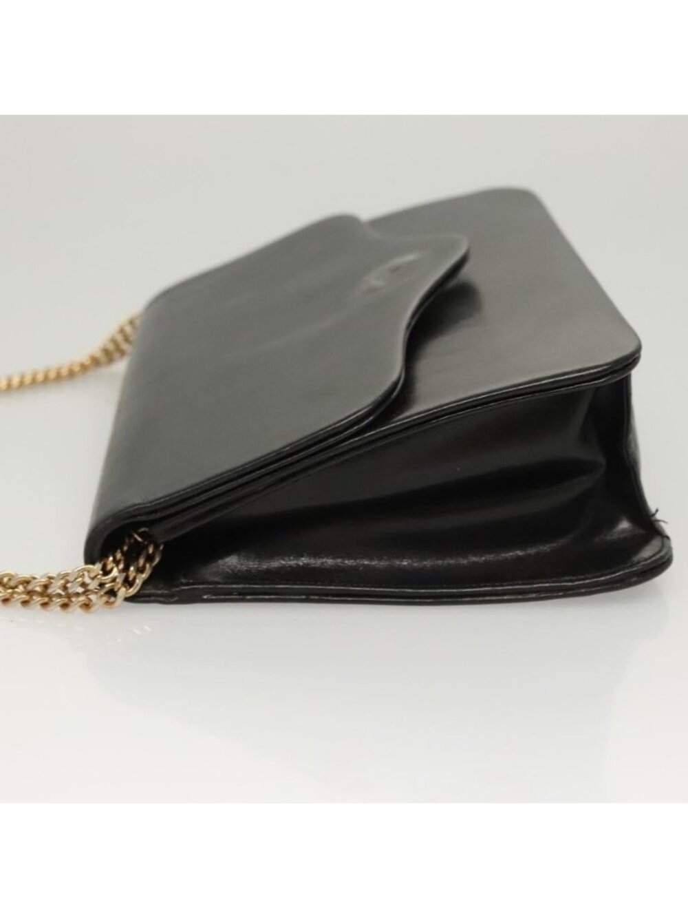Authentic Christian Dior Chain Shoulder Bag Leather Black Gold - Picture 11 of 16